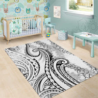 Polynesia Plumeria Lei Area Rug White Curves Motif LT7 - Polynesian Pride