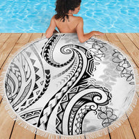 Polynesia Plumeria Lei Beach Blanket White Curves Motif