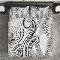 Polynesia Plumeria Lei Bedding Set White Curves Motif