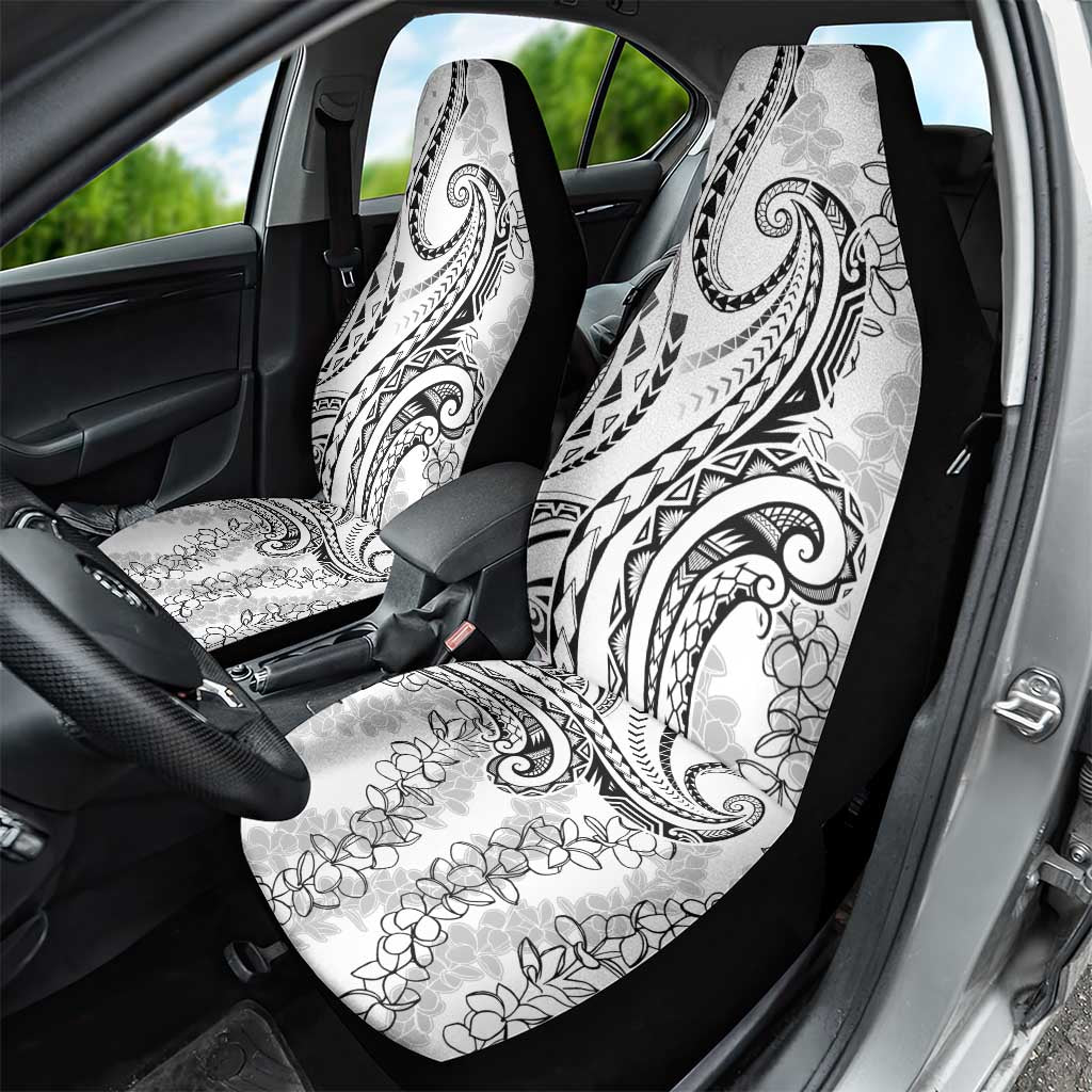 Polynesia Plumeria Lei Car Seat Cover White Curves Motif
