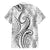 Polynesia Plumeria Lei Family Matching Off The Shoulder Long Sleeve Dress and Hawaiian Shirt White Curves Motif