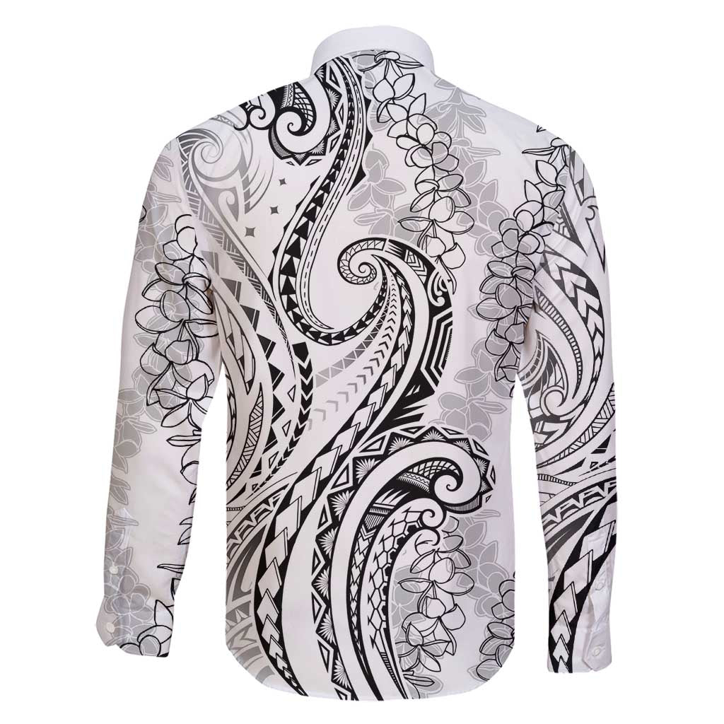 Polynesia Plumeria Lei Family Matching Puletasi and Hawaiian Shirt White Curves Motif LT7 - Polynesian Pride