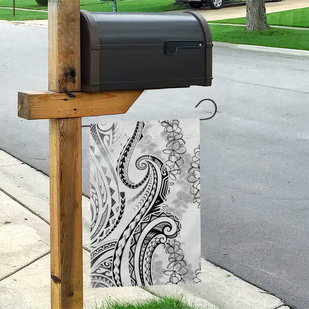 Polynesia Plumeria Lei Garden Flag White Curves Motif