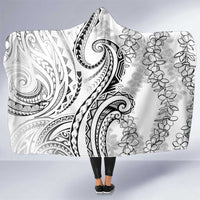 Polynesia Plumeria Lei Hooded Blanket White Curves Motif