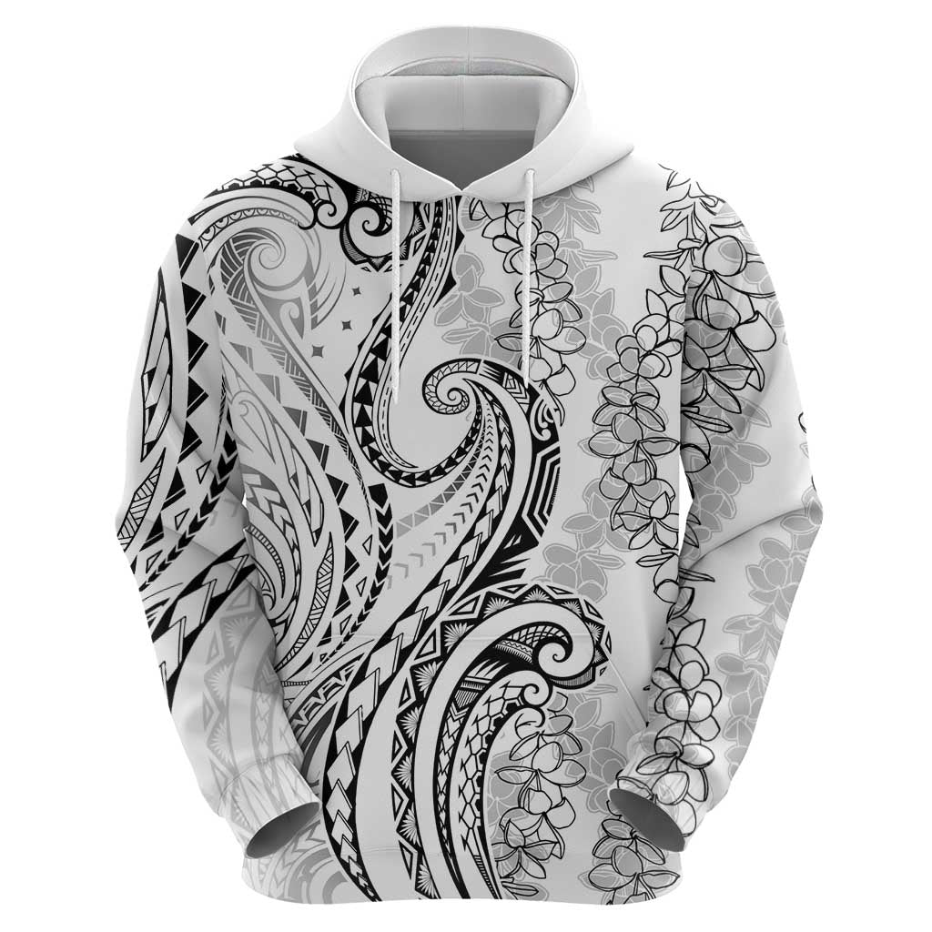 Polynesia Plumeria Lei Hoodie White Curves Motif