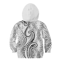 Polynesia Plumeria Lei Kid Hoodie White Curves Motif