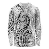 Polynesia Plumeria Lei Long Sleeve Shirt White Curves Motif