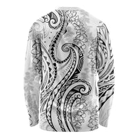 Polynesia Plumeria Lei Long Sleeve Shirt White Curves Motif