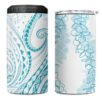 Polynesia Plumeria Lei 4 in 1 Can Cooler Tumbler White Turquoise Curves Motif LT7 One Size: 16 oz Turquoise - Polynesian Pride