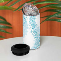 Polynesia Plumeria Lei 4 in 1 Can Cooler Tumbler White Turquoise Curves Motif LT7 - Polynesian Pride