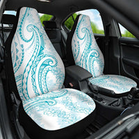 Polynesia Plumeria Lei Car Seat Cover White Turquoise Curves Motif