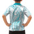 Polynesia Plumeria Lei Family Matching Off The Shoulder Long Sleeve Dress and Hawaiian Shirt White Turquoise Curves Motif