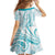 Polynesia Plumeria Lei Family Matching Off The Shoulder Long Sleeve Dress and Hawaiian Shirt White Turquoise Curves Motif