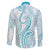 Polynesia Plumeria Lei Family Matching Off The Shoulder Long Sleeve Dress and Hawaiian Shirt White Turquoise Curves Motif