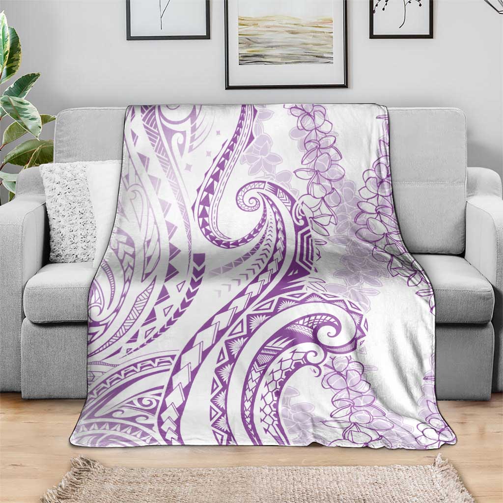 Polynesia Plumeria Lei Blanket White Violet Curves Motif LT7 - Polynesian Pride