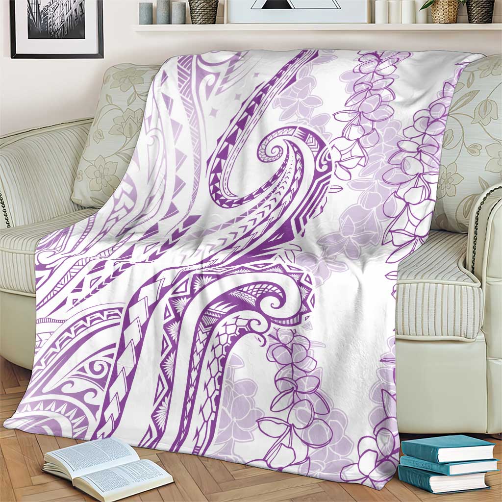 Polynesia Plumeria Lei Blanket White Violet Curves Motif LT7 - Polynesian Pride