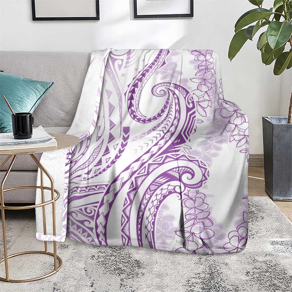 Polynesia Plumeria Lei Blanket White Violet Curves Motif LT7 - Polynesian Pride