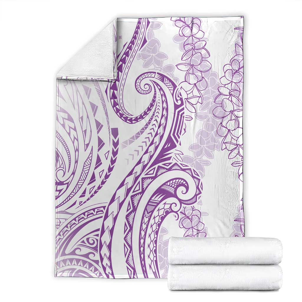 Polynesia Plumeria Lei Blanket White Violet Curves Motif LT7 - Polynesian Pride