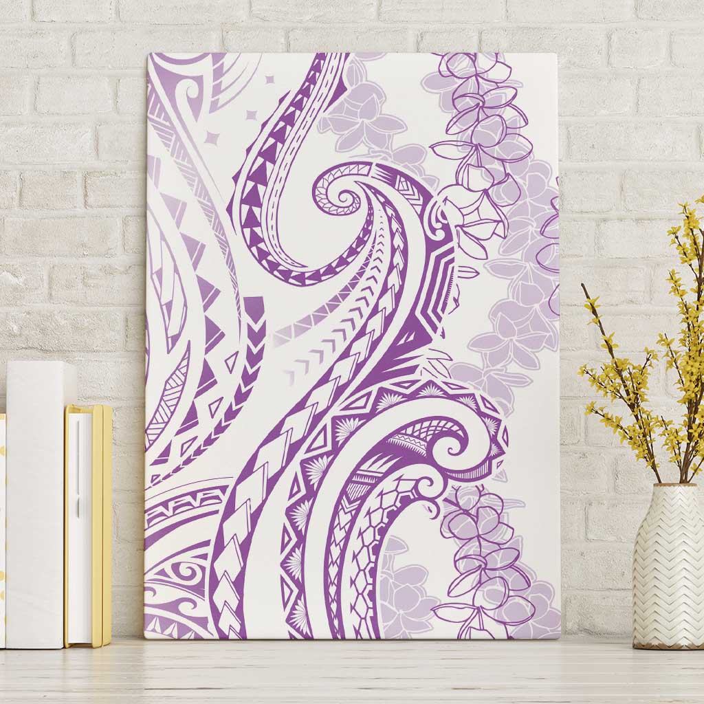 Polynesia Plumeria Lei Canvas Wall Art White Violet Curves Motif