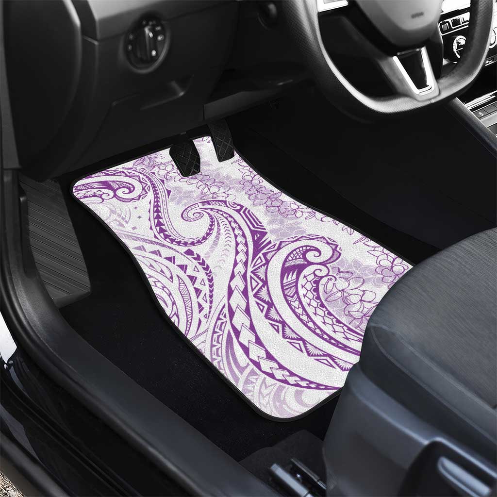 Polynesia Plumeria Lei Car Mats White Violet Curves Motif LT7 - Polynesian Pride