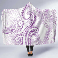 Polynesia Plumeria Lei Hooded Blanket White Violet Curves Motif