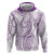 Polynesia Plumeria Lei Hoodie White Violet Curves Motif