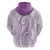 Polynesia Plumeria Lei Hoodie White Violet Curves Motif