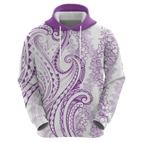 Polynesia Plumeria Lei Hoodie White Violet Curves Motif