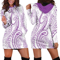 Polynesia Plumeria Lei Hoodie Dress White Violet Curves Motif