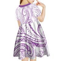 Polynesia Plumeria Lei Kid Short Sleeve Dress White Violet Curves Motif