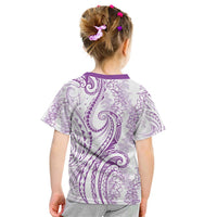 Polynesia Plumeria Lei Kid T Shirt White Violet Curves Motif LT7 - Polynesian Pride