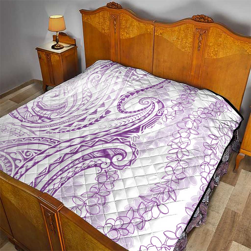 Polynesia Plumeria Lei Quilt White Violet Curves Motif LT7 - Polynesian Pride