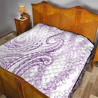 Polynesia Plumeria Lei Quilt White Violet Curves Motif LT7 - Polynesian Pride