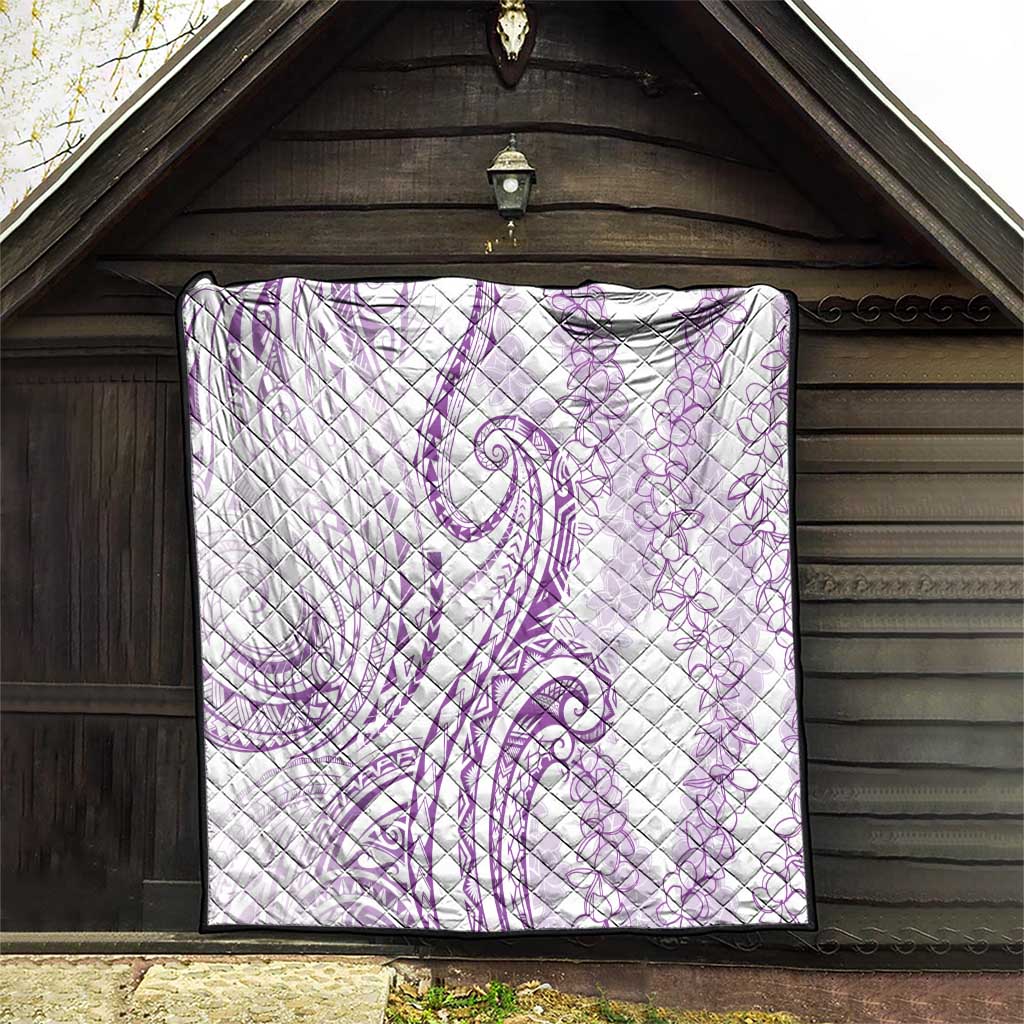 Polynesia Plumeria Lei Quilt White Violet Curves Motif LT7 - Polynesian Pride