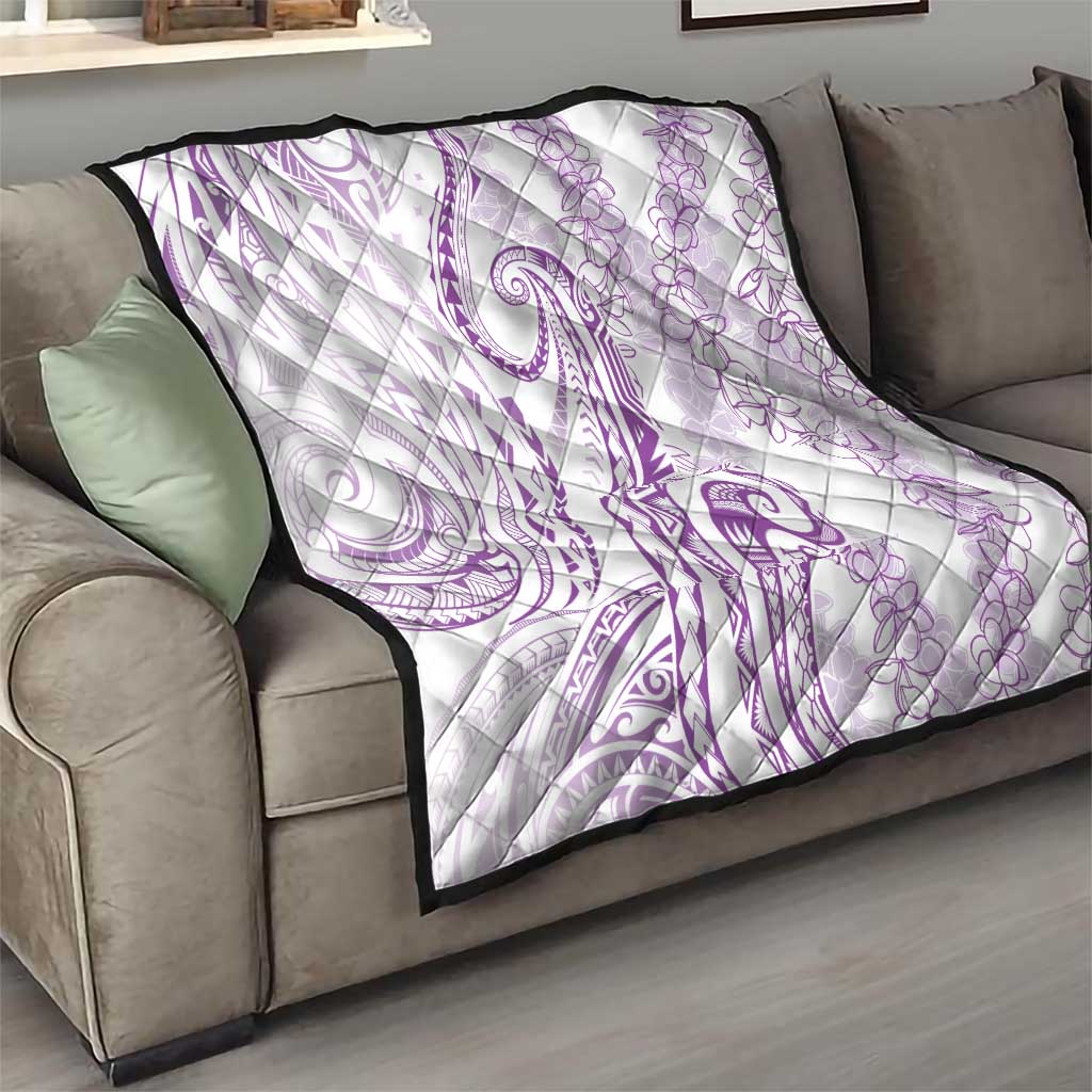 Polynesia Plumeria Lei Quilt White Violet Curves Motif LT7 - Polynesian Pride