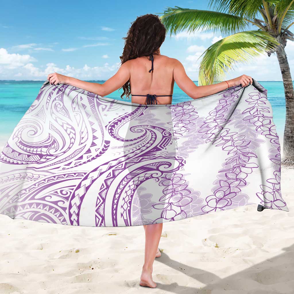Polynesia Plumeria Lei Sarong White Violet Curves Motif LT7 - Polynesian Pride