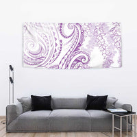 Polynesia Plumeria Lei Tapestry White Violet Curves Motif