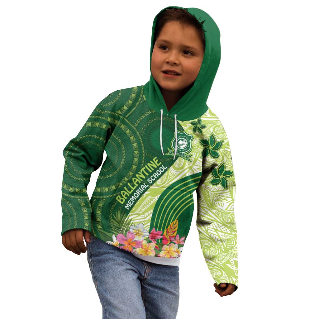 Fiji Ballantine Memorial High School Personalised Kid Hoodie Masi Tapa Mix Plumeria