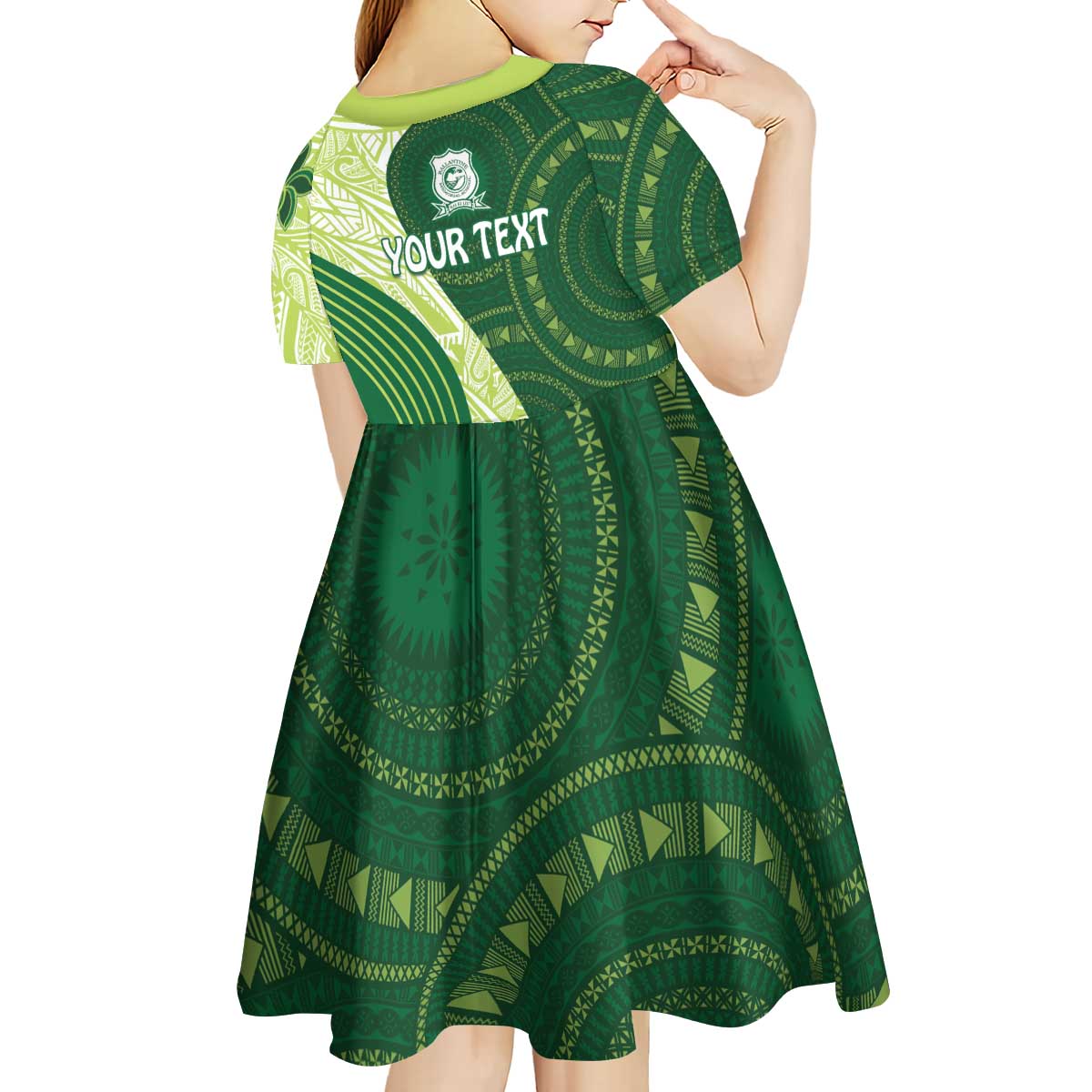 Fiji Ballantine Memorial High School Personalised Kid Short Sleeve Dress Masi Tapa Mix Plumeria