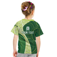 Fiji Ballantine Memorial High School Personalised Kid T Shirt Masi Tapa Mix Plumeria