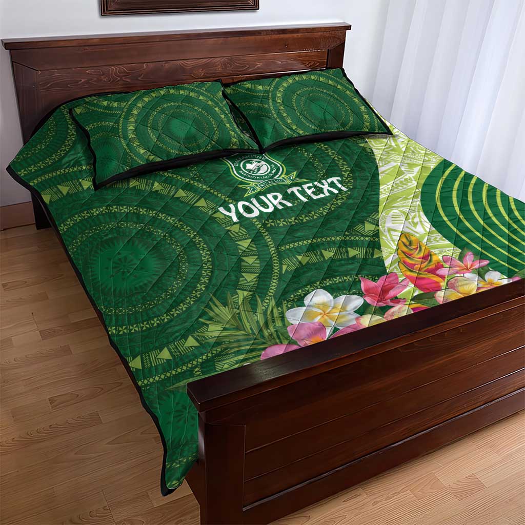Fiji Ballantine Memorial High School Personalised Quilt Bed Set Masi Tapa Mix Plumeria