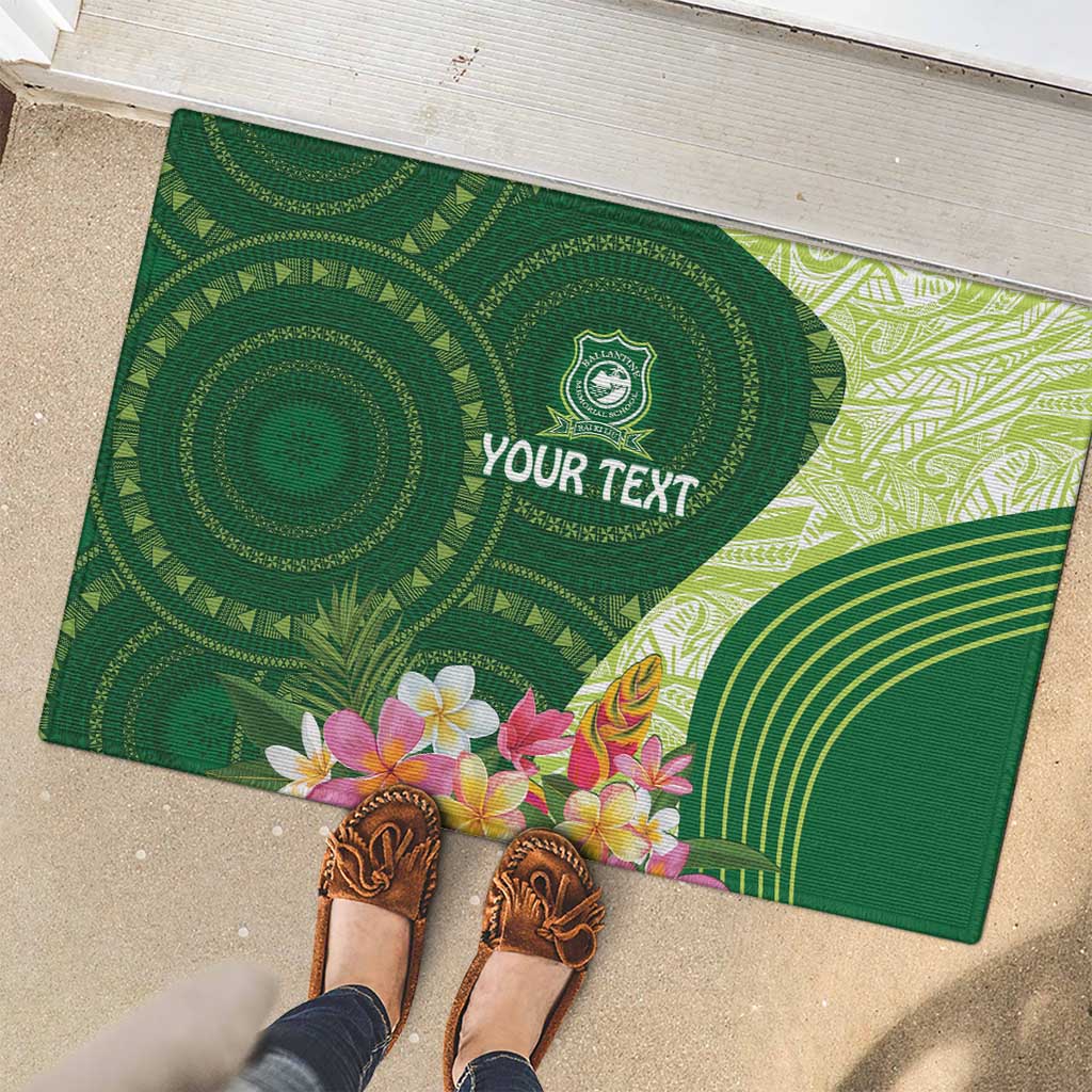 Fiji Ballantine Memorial High School Personalised Rubber Doormat Masi Tapa Mix Plumeria