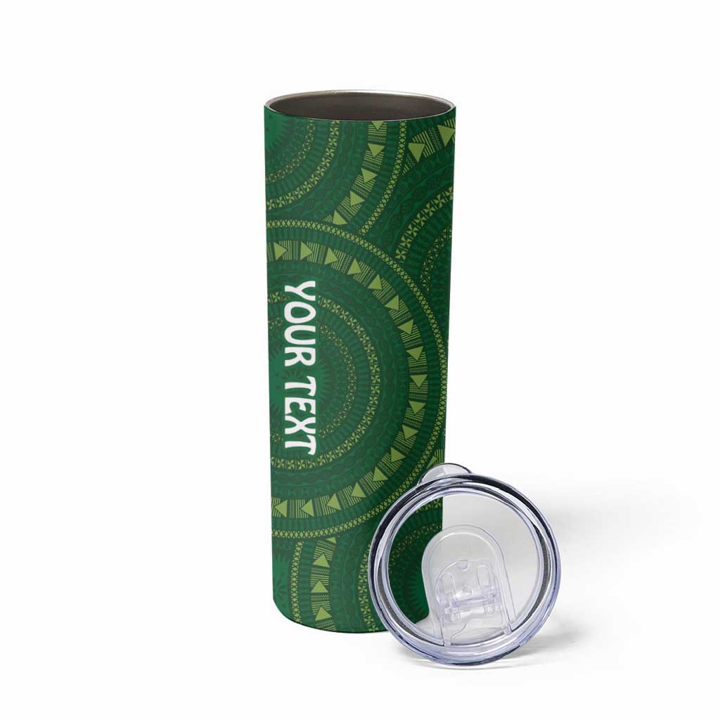 Fiji Ballantine Memorial High School Personalised Skinny Tumbler Masi Tapa Mix Plumeria