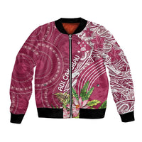 Fiji Adi Cakobau School Personalised Bomber Jacket Masi Tapa Mix Plumeria
