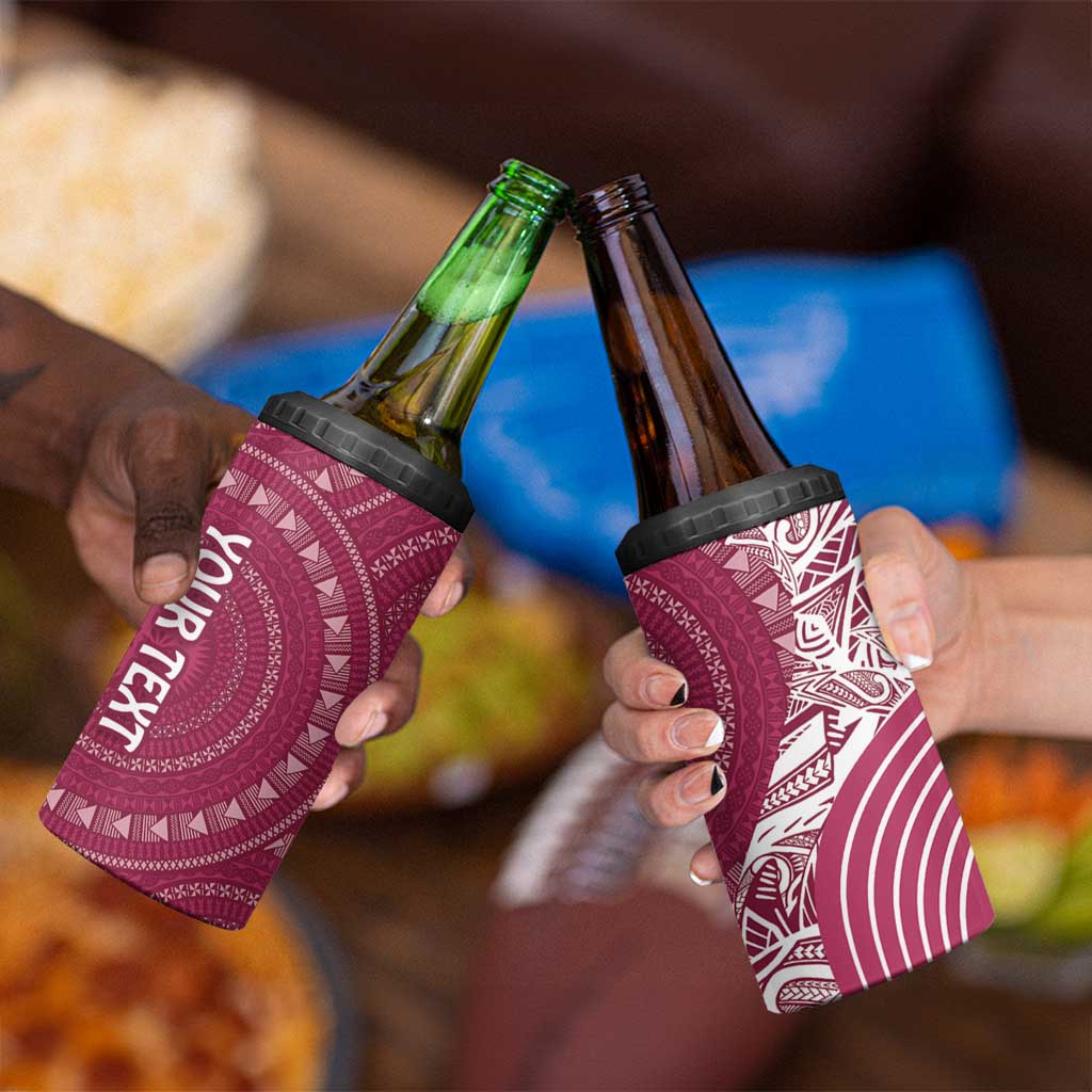 Fiji Adi Cakobau School Personalised 4 in 1 Can Cooler Tumbler Masi Tapa Mix Plumeria