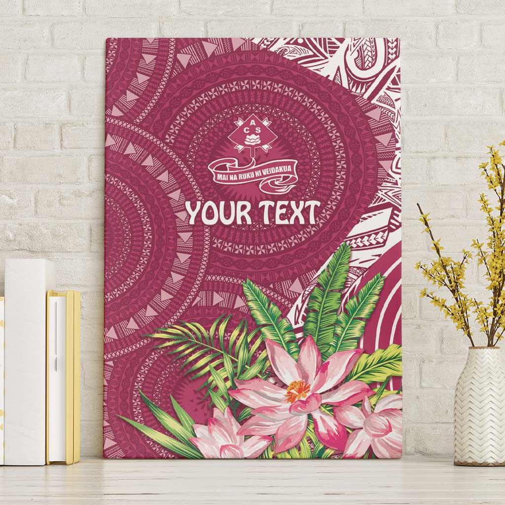 Fiji Adi Cakobau School Personalised Canvas Wall Art Masi Tapa Mix Plumeria