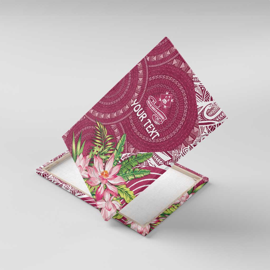 Fiji Adi Cakobau School Personalised Canvas Wall Art Masi Tapa Mix Plumeria