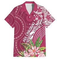 Fiji Adi Cakobau School Personalised Family Matching Off Shoulder Short Dress and Hawaiian Shirt Masi Tapa Mix Plumeria