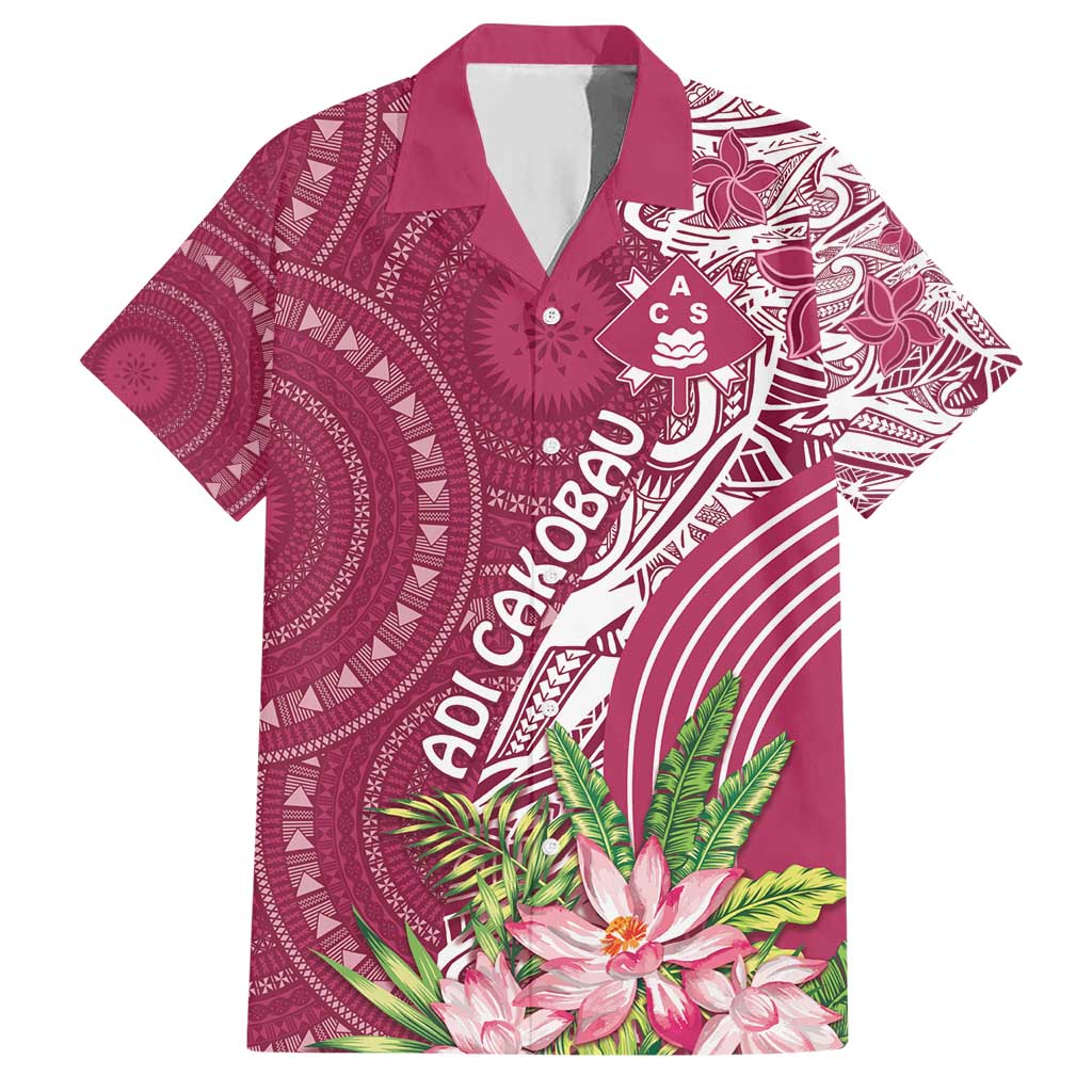 Fiji Adi Cakobau School Personalised Family Matching Short Sleeve Bodycon Dress and Hawaiian Shirt Masi Tapa Mix Plumeria