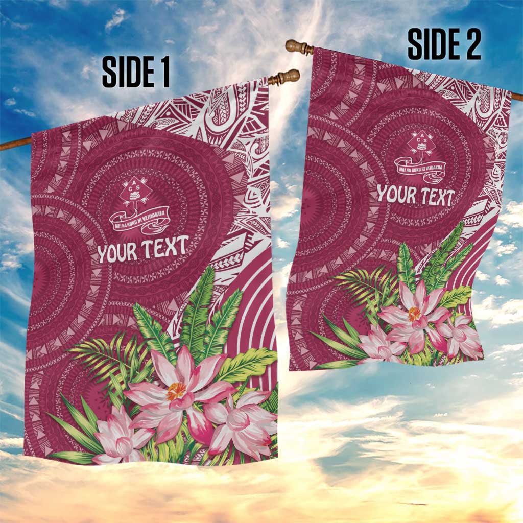 Fiji Adi Cakobau School Personalised Garden Flag Masi Tapa Mix Plumeria